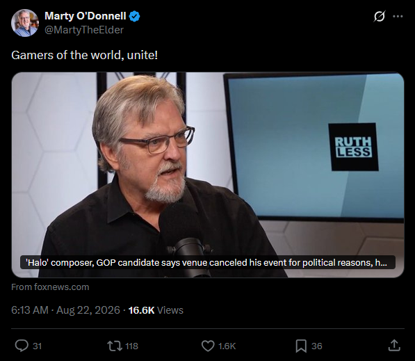 Marty O'Donnell calling on gamers to unite